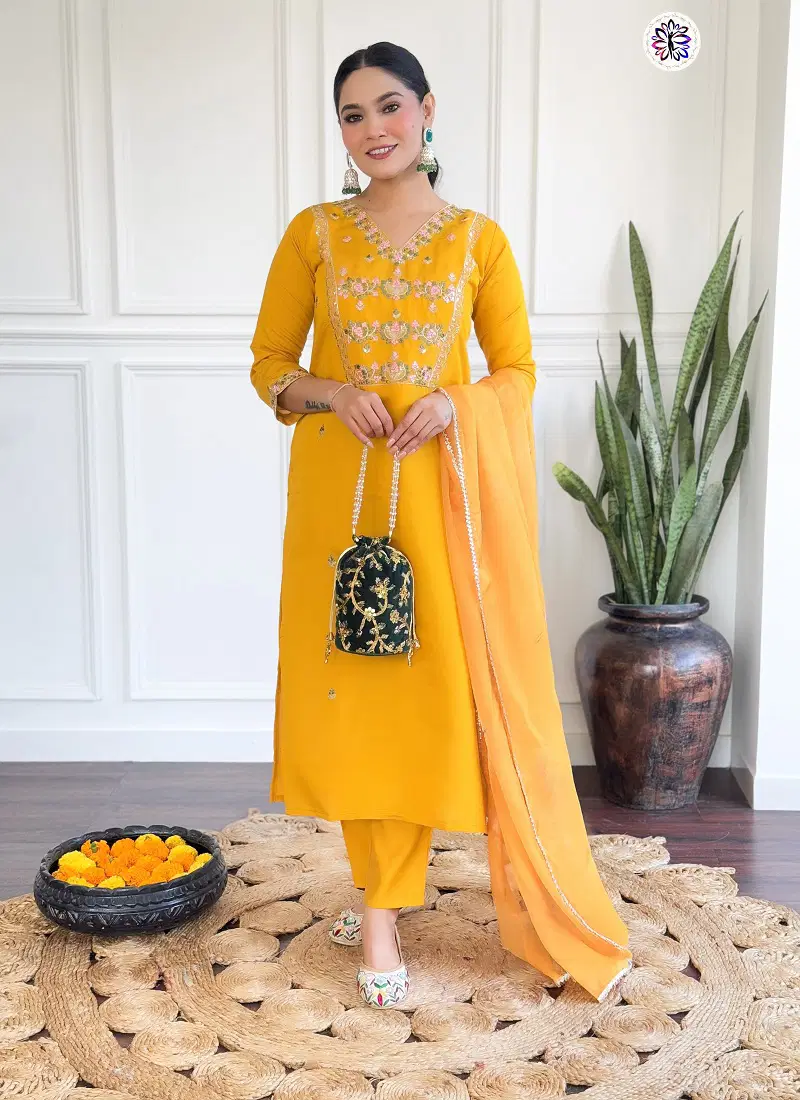 KF 5102 Kalaai Chanderi Silk Kurti With Bottom Dupatta Orders In India